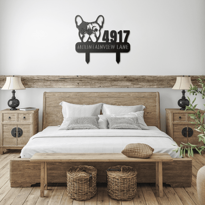 French Bulldog Family Address Metal Lawn Sign - BullyBellyMetal Sign