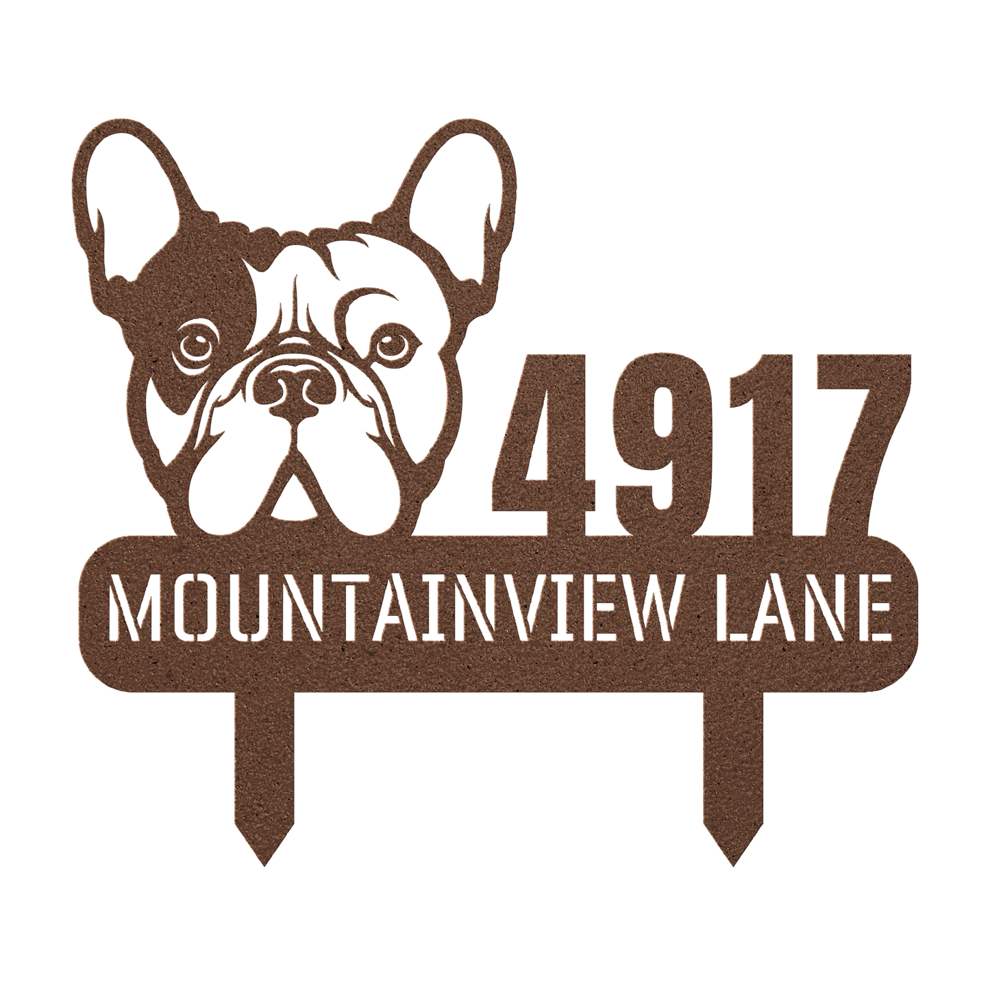 French Bulldog Family Address Metal Lawn Sign - BullyBellyMetal Sign