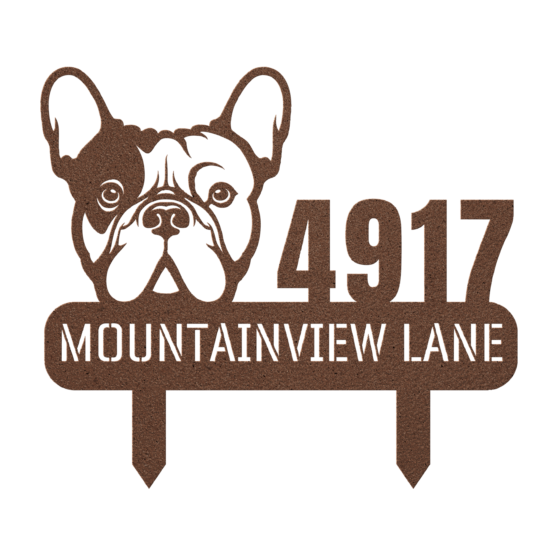 French Bulldog Family Address Metal Lawn Sign - BullyBellyMetal Sign
