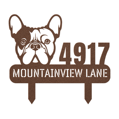 French Bulldog Family Address Metal Lawn Sign - BullyBellyMetal Sign