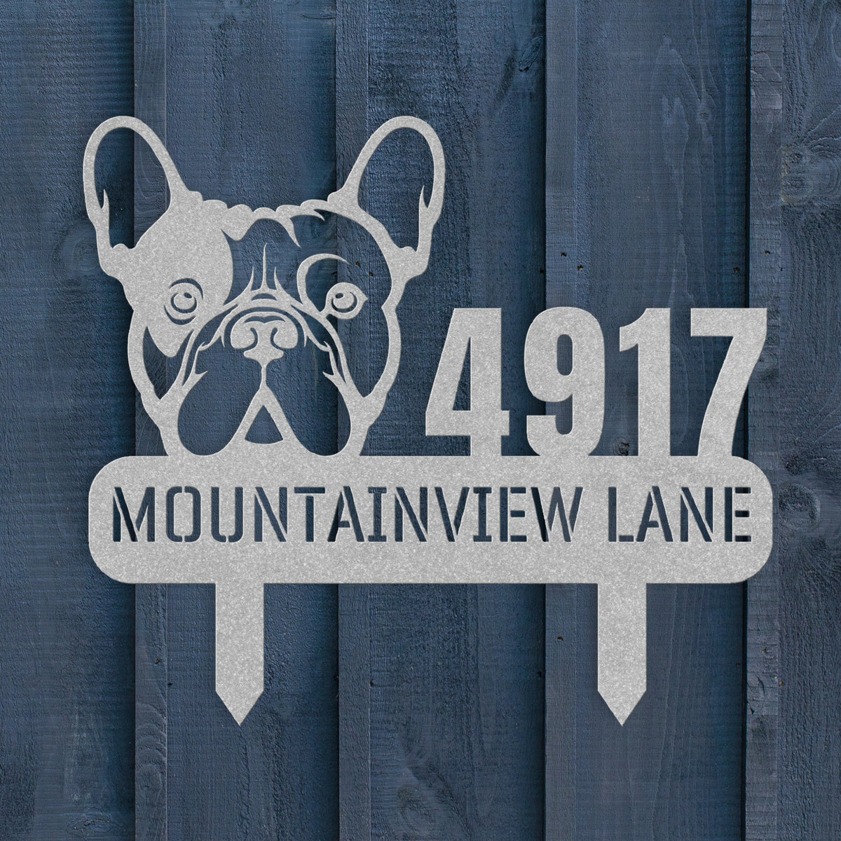 French Bulldog Family Address Metal Lawn Sign - BullyBellyMetal Sign