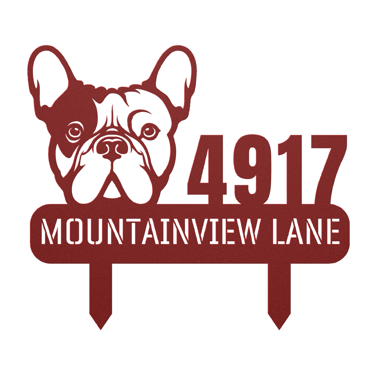 French Bulldog Family Address Metal Lawn Sign - BullyBellyMetal Sign