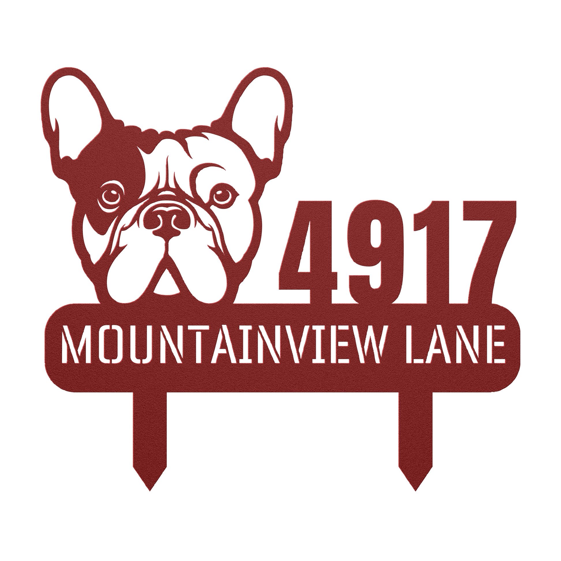 French Bulldog Family Address Metal Lawn Sign - BullyBellyMetal Sign
