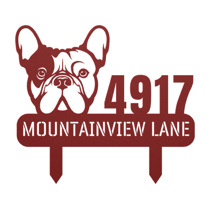 French Bulldog Family Address Metal Lawn Sign - BullyBellyMetal Sign