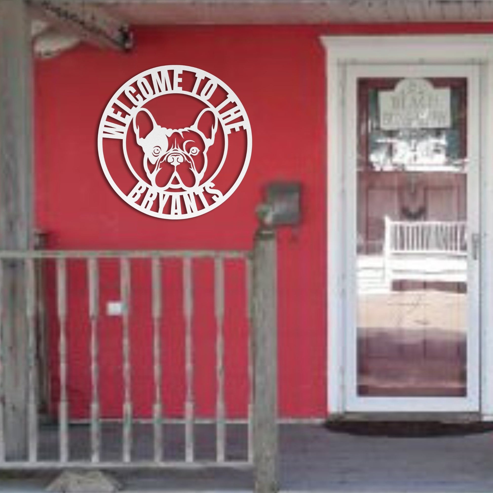 French Bulldog Family Metal Welcome Sign - BullyBellyMetal Sign