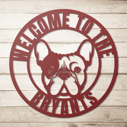 French Bulldog Family Metal Welcome Sign - BullyBellyMetal Sign