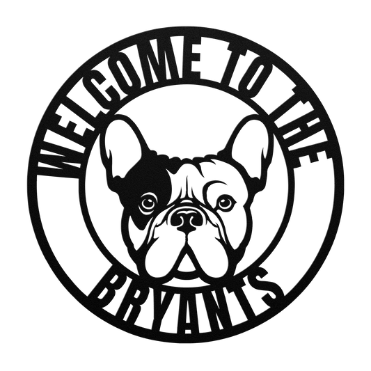 French Bulldog Family Metal Welcome Sign - BullyBellyMetal Sign