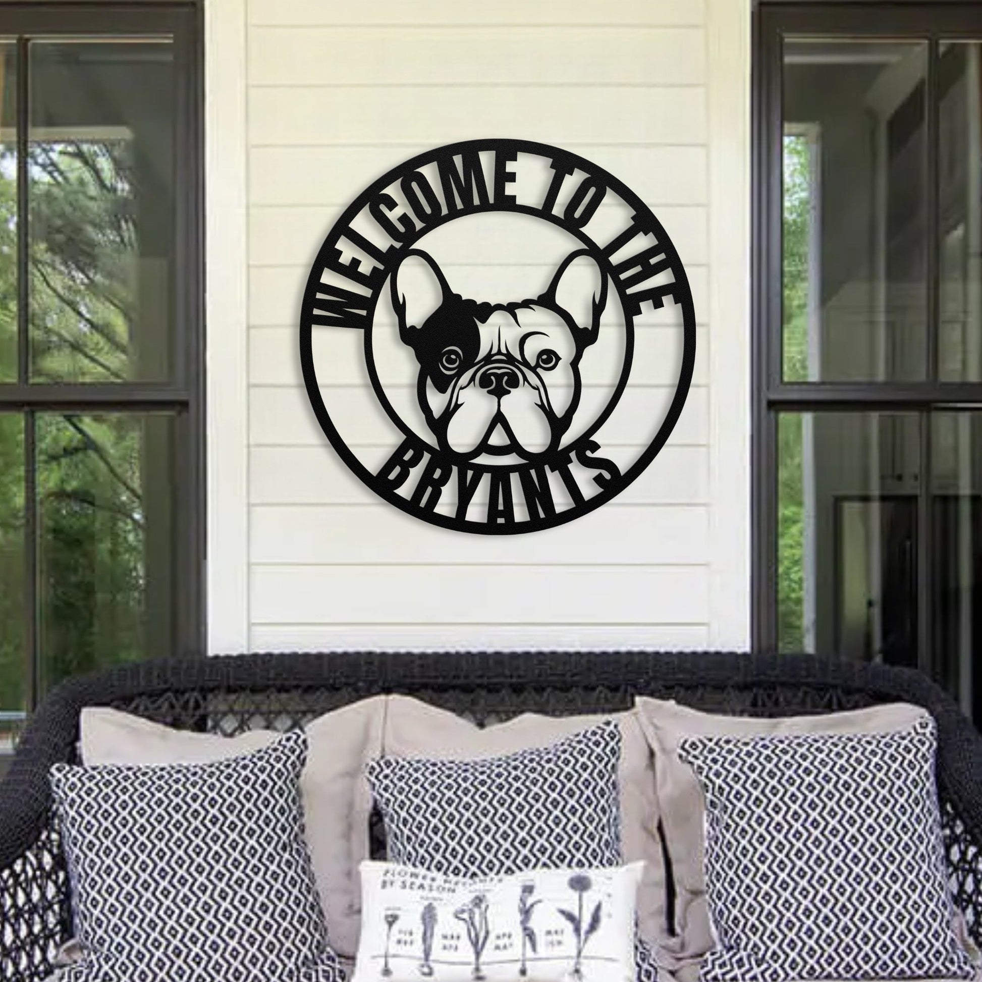 French Bulldog Family Metal Welcome Sign - BullyBellyMetal Sign