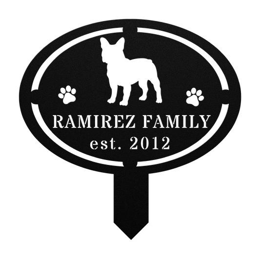 French Bulldog Family Yard Sign - BullyBellyMetal Sign