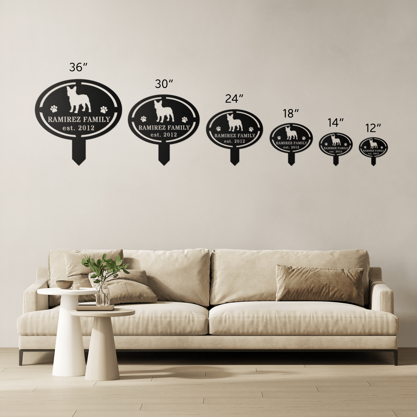 French Bulldog Family Yard Sign - BullyBellyMetal Sign