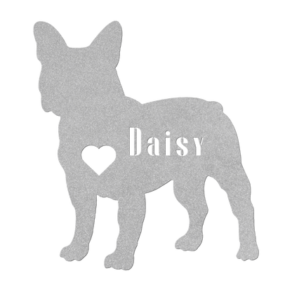 French Bulldog Heart and Name Metal Sign - BullyBellyMetal Sign
