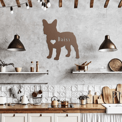 French Bulldog Heart and Name Metal Sign - BullyBellyMetal Sign