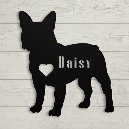 French Bulldog Heart and Name Metal Sign - BullyBellyMetal Sign