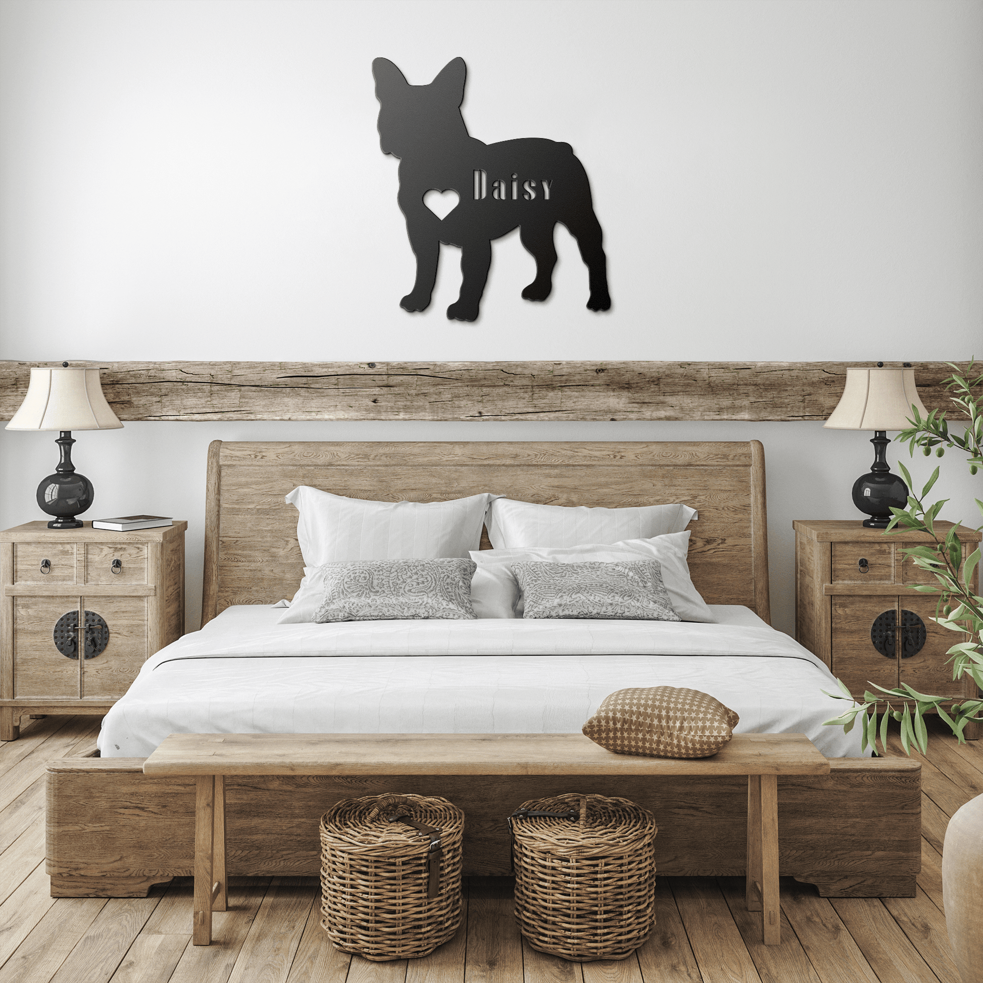 French Bulldog Heart and Name Metal Sign - BullyBellyMetal Sign