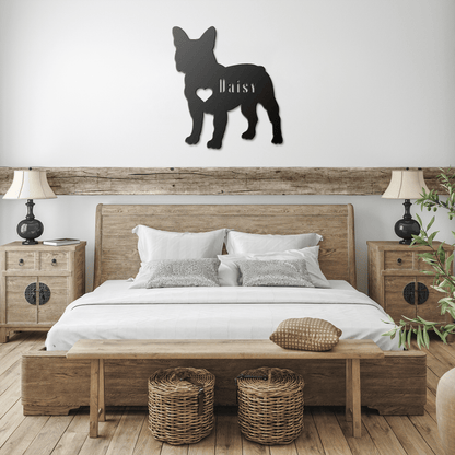 French Bulldog Heart and Name Metal Sign - BullyBellyMetal Sign