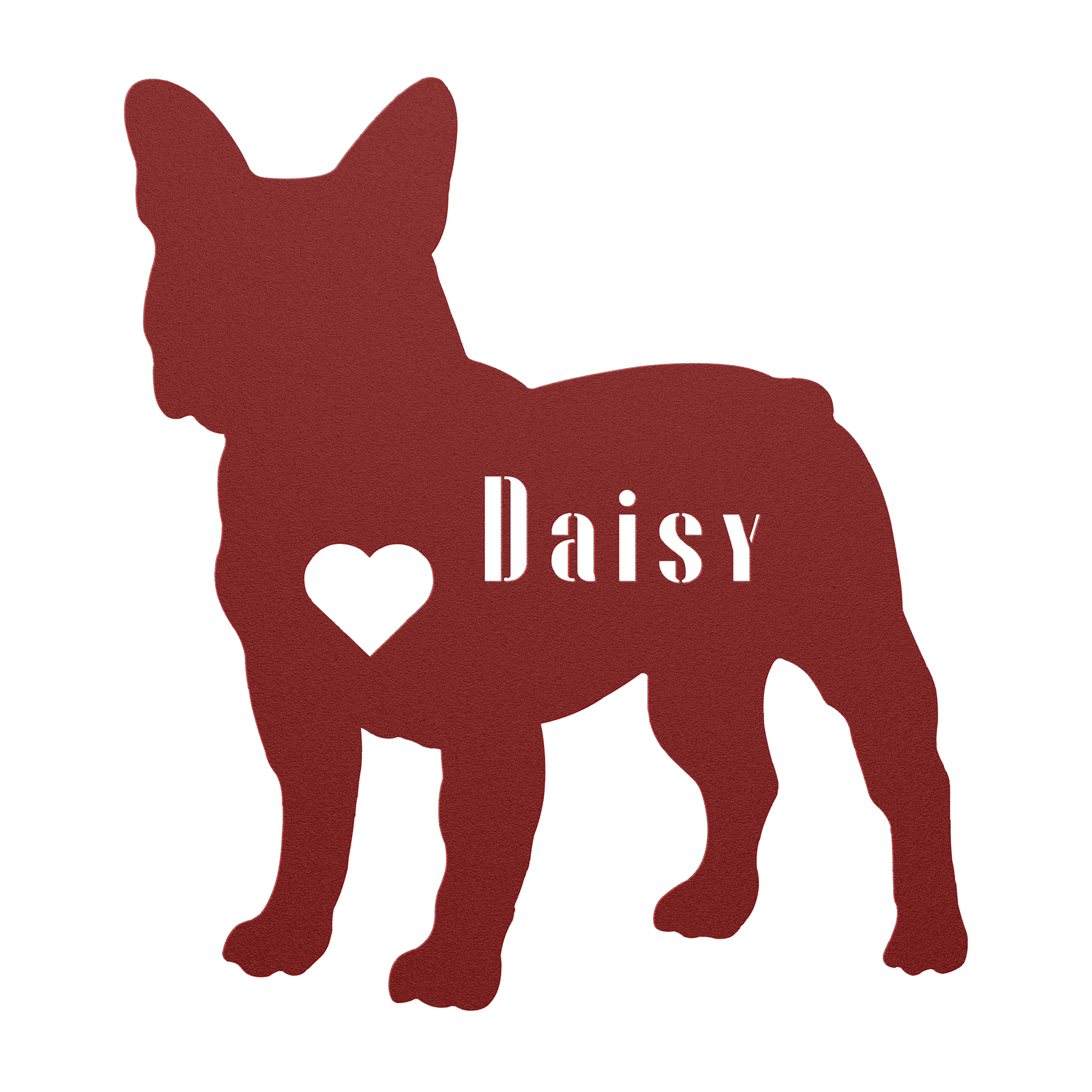 French Bulldog Heart and Name Metal Sign - BullyBellyMetal Sign