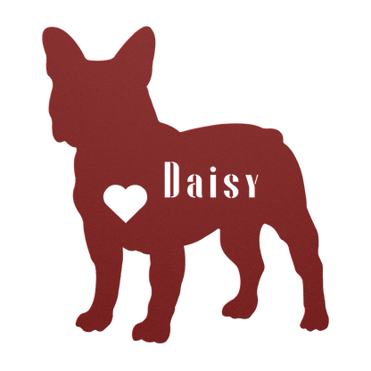 French Bulldog Heart and Name Metal Sign - BullyBellyMetal Sign