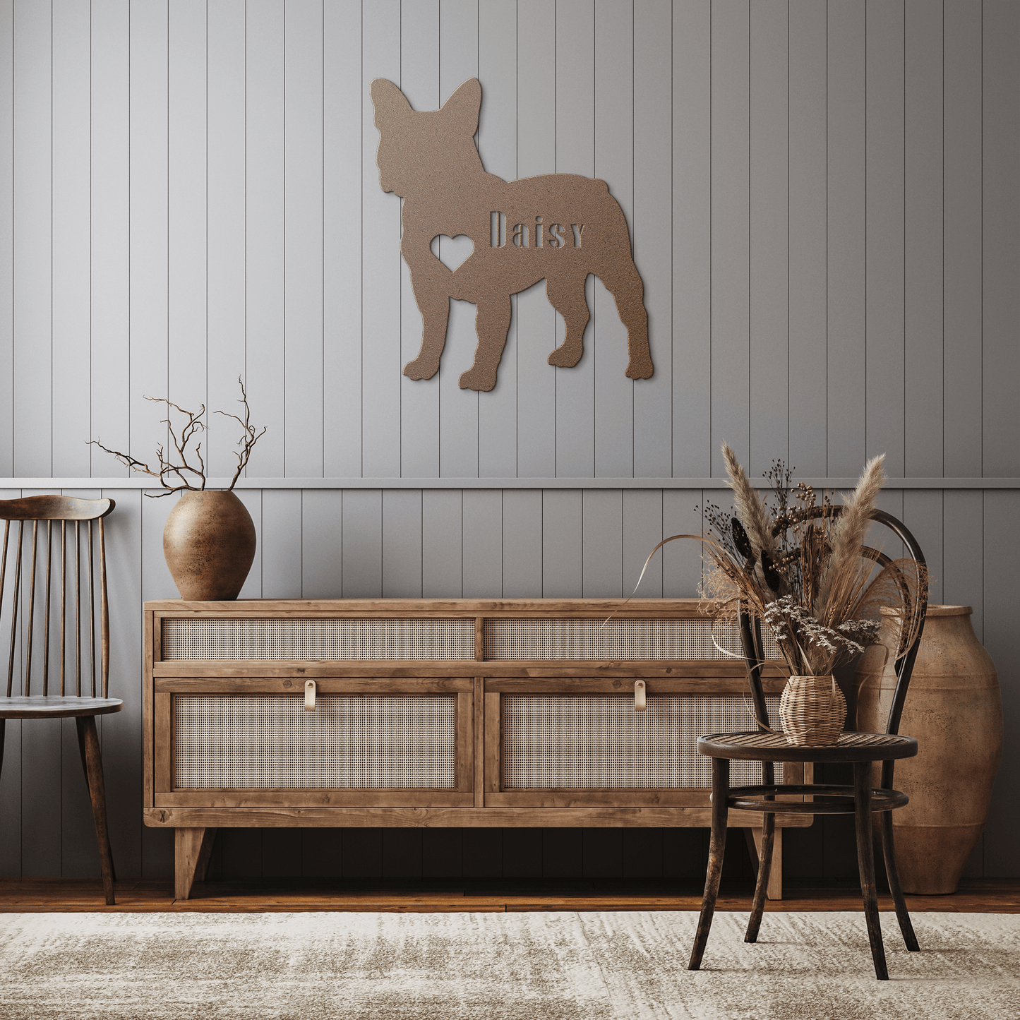 French Bulldog Heart and Name Metal Sign - BullyBellyMetal Sign