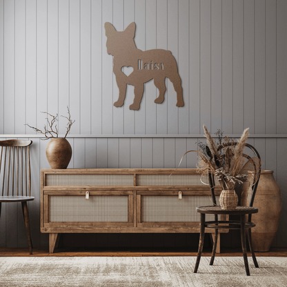 French Bulldog Heart and Name Metal Sign - BullyBellyMetal Sign