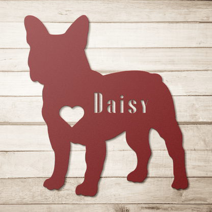 French Bulldog Heart and Name Metal Sign - BullyBellyMetal Sign