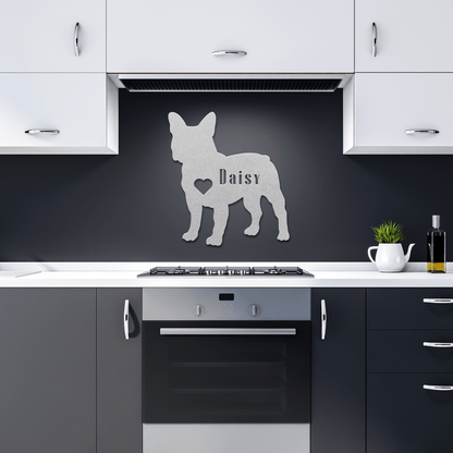 French Bulldog Heart and Name Metal Sign - BullyBellyMetal Sign
