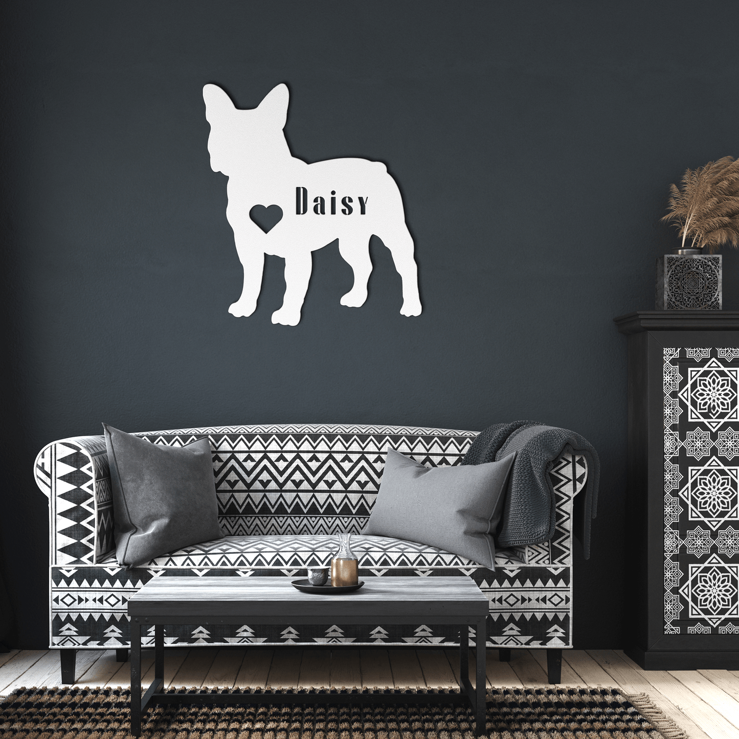 French Bulldog Heart and Name Metal Sign - BullyBellyMetal Sign