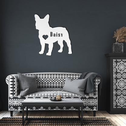 French Bulldog Heart and Name Metal Sign - BullyBellyMetal Sign