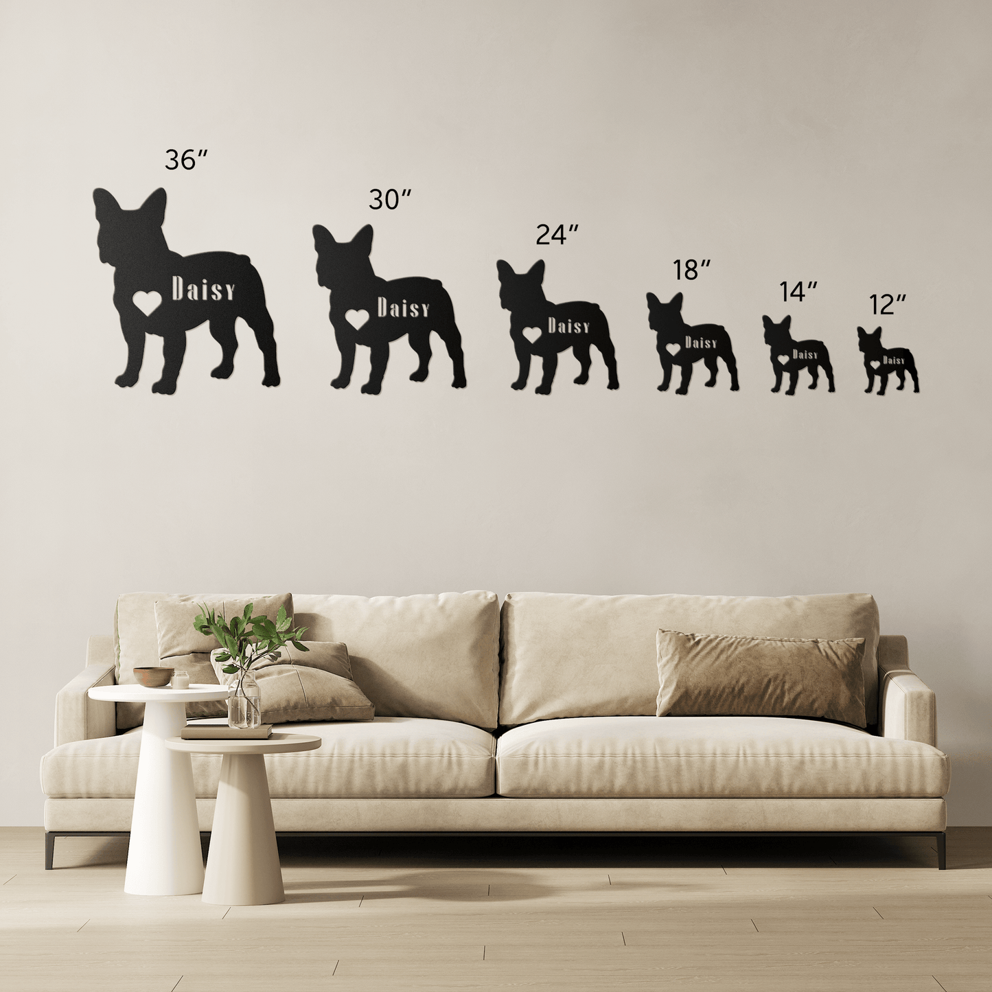 French Bulldog Heart and Name Metal Sign - BullyBellyMetal Sign