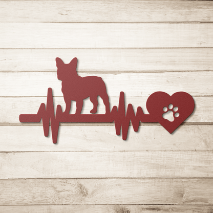 French Bulldog Heartbeat Metal Sign - BullyBellyMetal Sign