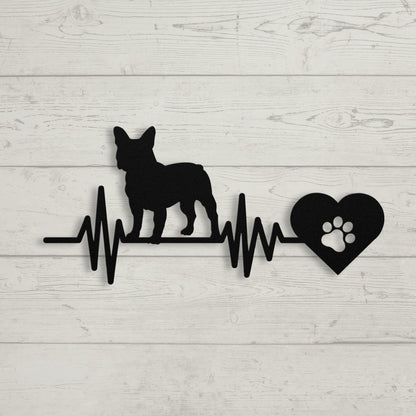 French Bulldog Heartbeat Metal Sign - BullyBellyMetal Sign