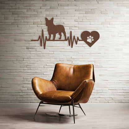 French Bulldog Heartbeat Metal Sign - BullyBellyMetal Sign