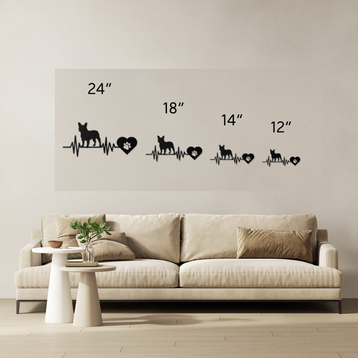 French Bulldog Heartbeat Metal Sign - BullyBellyWall Art