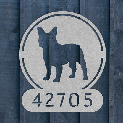 French Bulldog Homestead Metal House Number Sign - BullyBellyMetal Sign