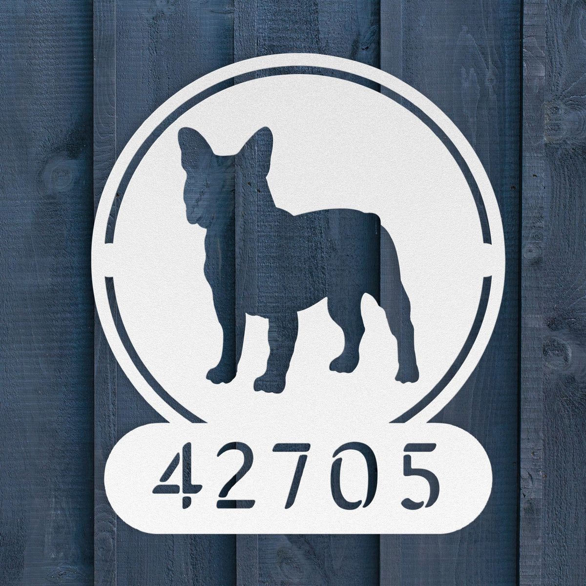 French Bulldog Homestead Metal House Number Sign - BullyBellyMetal Sign