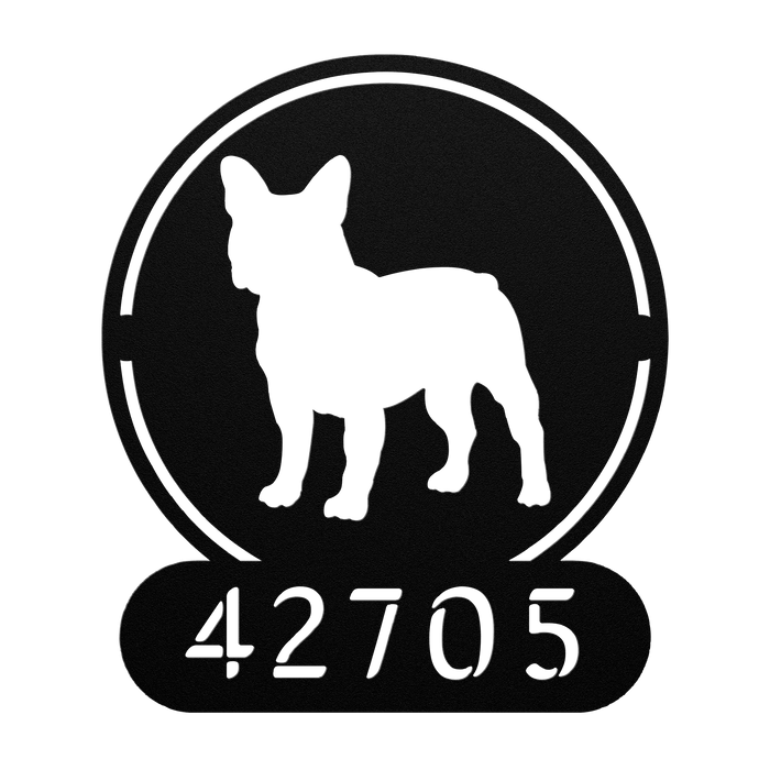 French Bulldog Homestead Number Sign - BullyBellyMetal Sign