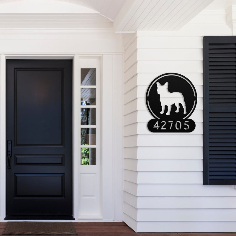 French Bulldog Homestead Number Sign - BullyBellyMetal Sign
