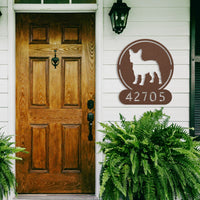 French Bulldog Homestead Number Sign - BullyBellyMetal Sign