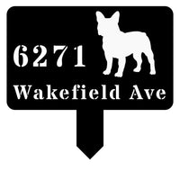 French Bulldog House Address Yard Sign - BullyBellyMetal Lawn Sign - French Address