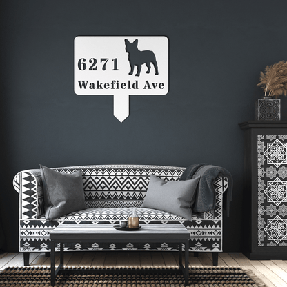 French Bulldog House Address Yard Sign - BullyBellyMetal Sign