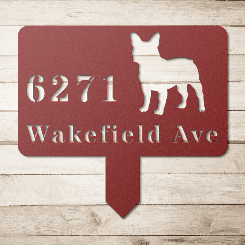 French Bulldog House Address Yard Sign - BullyBellyMetal Sign