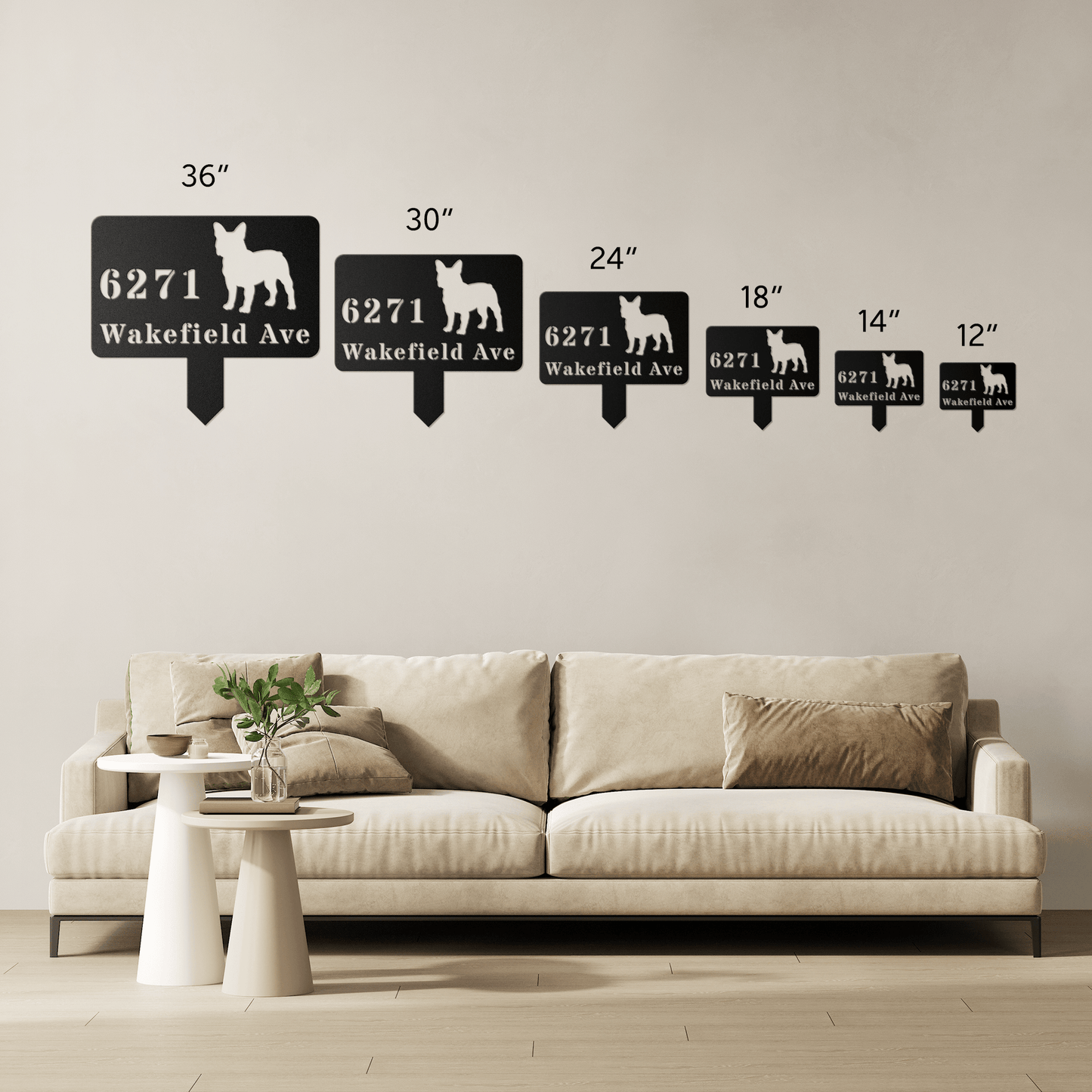 French Bulldog House Address Yard Sign - BullyBellyMetal Sign