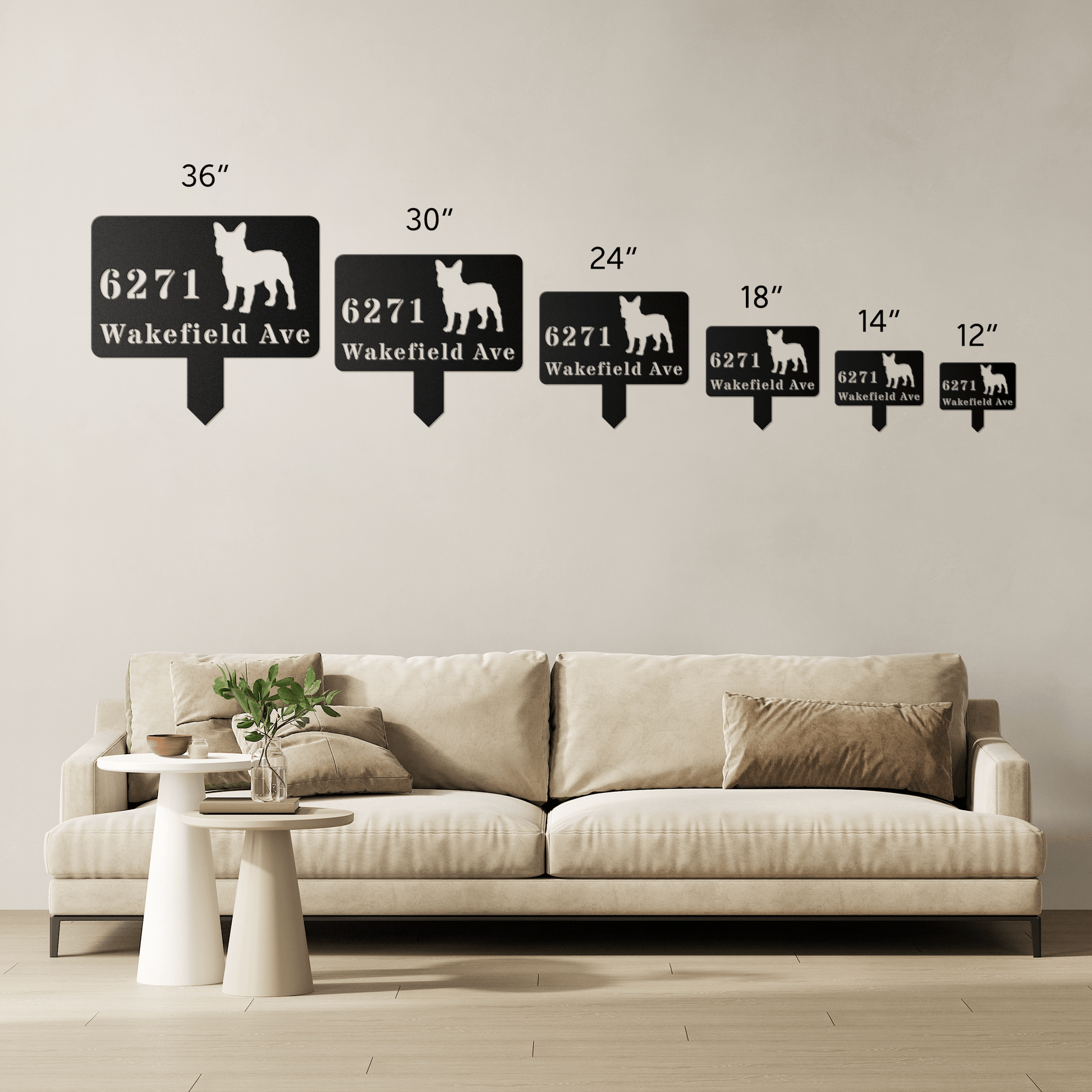 French Bulldog House Address Yard Sign - BullyBellyMetal Sign