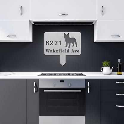 French Bulldog House Address Yard Sign - BullyBellyMetal Sign