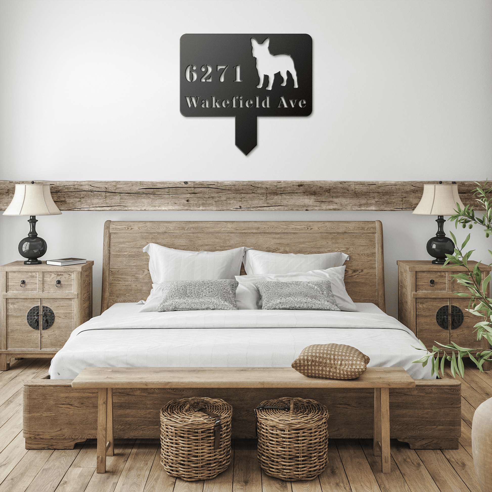 French Bulldog House Address Yard Sign - BullyBellyMetal Sign