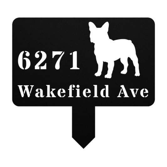 French Bulldog House Address Yard Sign - BullyBellyMetal Sign