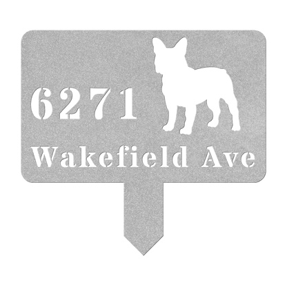 French Bulldog House Address Yard Sign - BullyBellyMetal Sign
