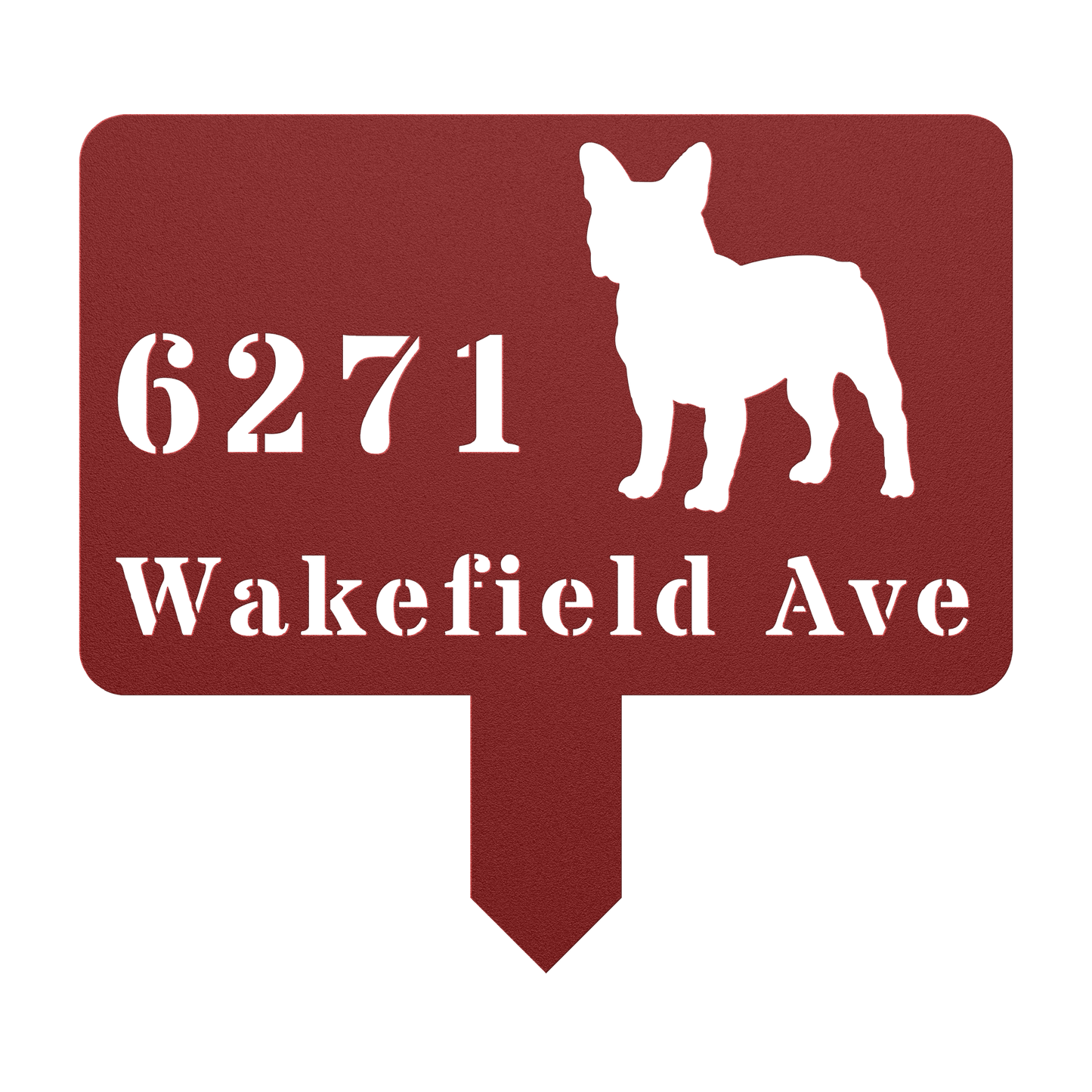 French Bulldog House Address Yard Sign - BullyBellyMetal Sign