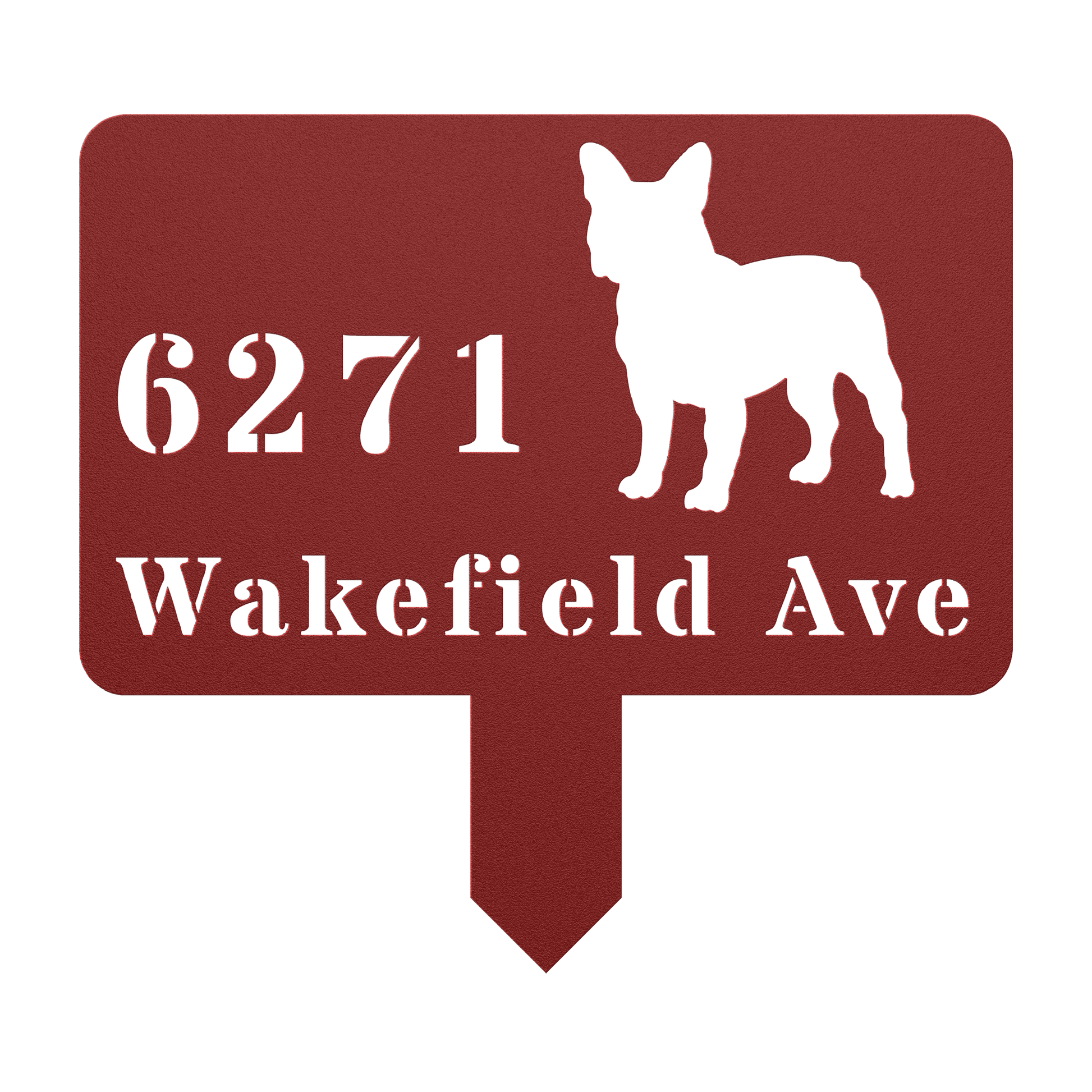 French Bulldog House Address Yard Sign - BullyBellyMetal Sign