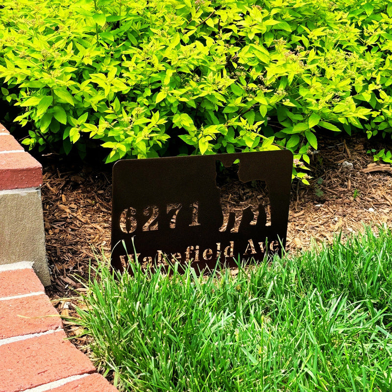 French Bulldog House Address Yard Sign - BullyBellyMetal Sign