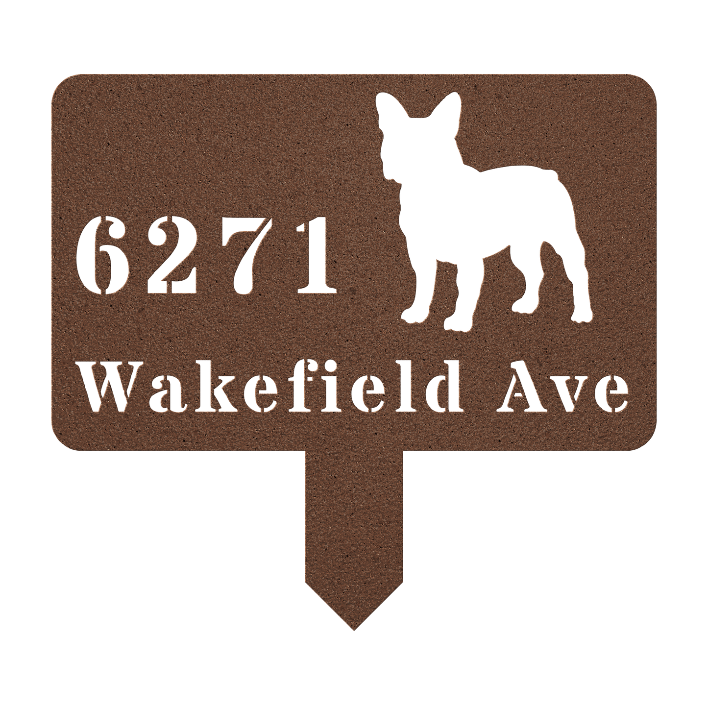 French Bulldog House Address Yard Sign - BullyBellyMetal Sign
